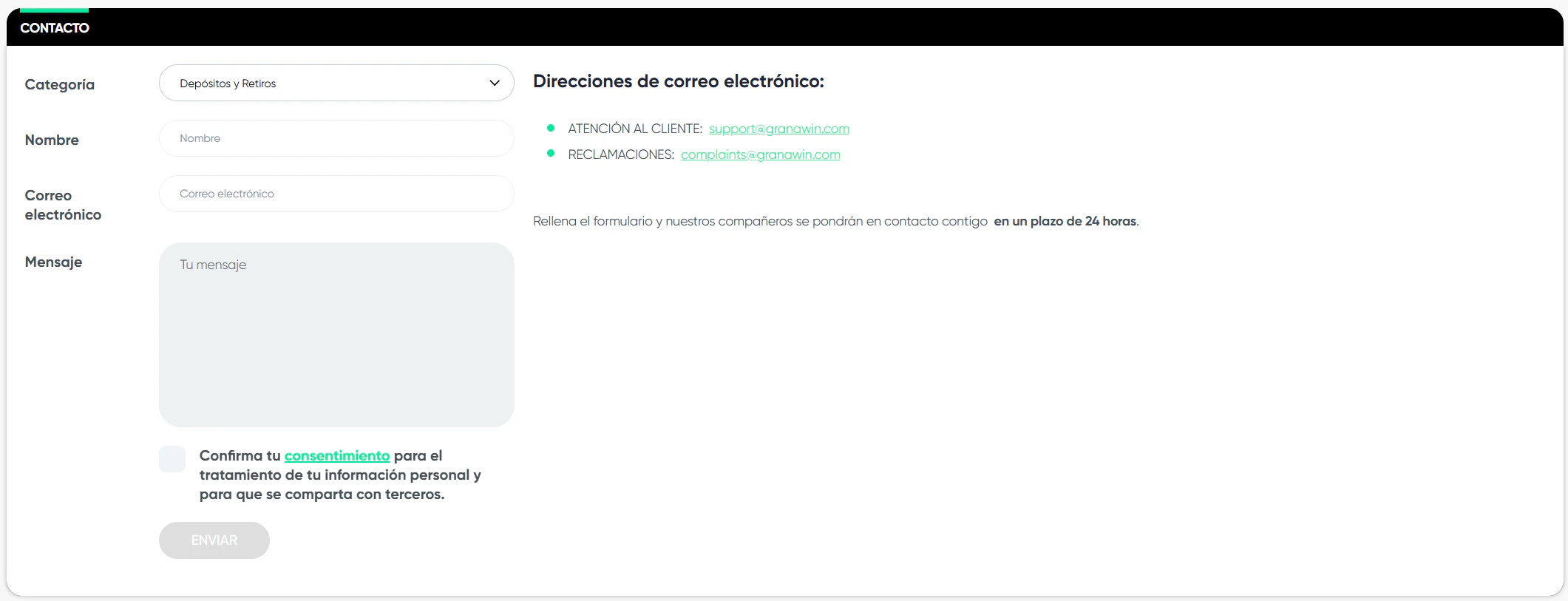 Atención al cliente de granawin